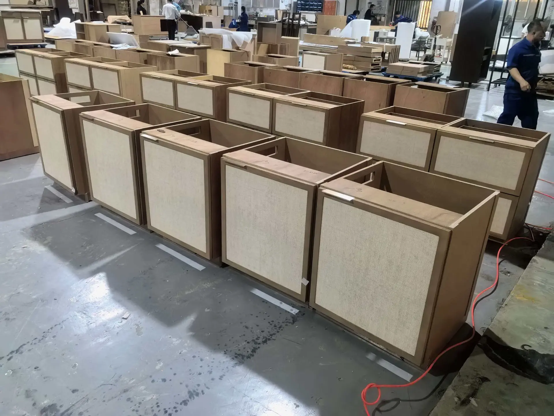 millwork cabinet production line in factory quality control process