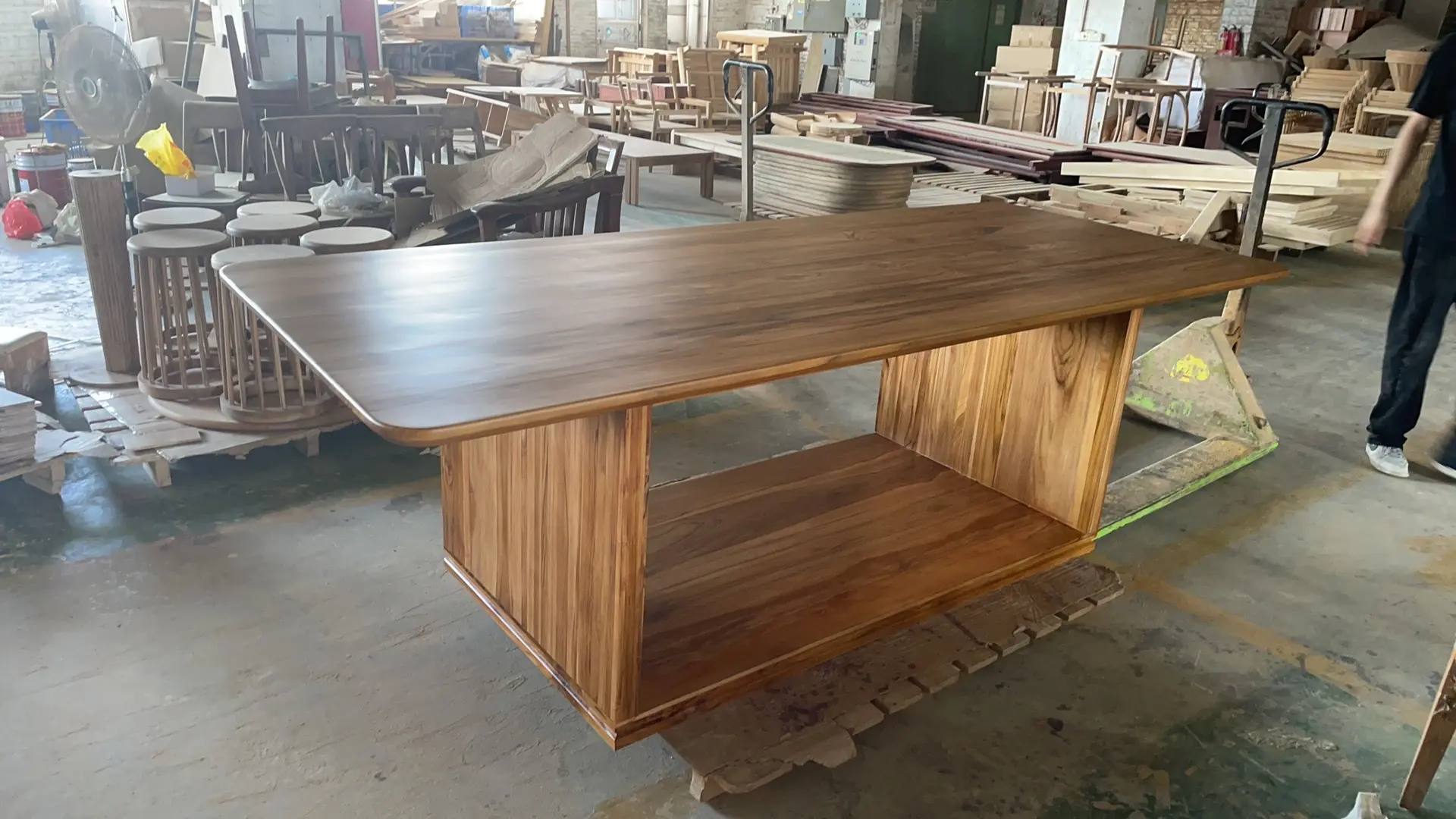 Sustainable furniture China factory producing solid wood table with responsible manufacturing practices